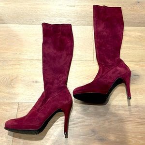 Burgundy Suede Stuart Weitzman Tall Boots